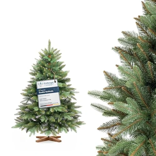 Limited-time offer: FAIRYTREES Artificial Christmas Tree, Nordmann Fir Premium 120 cm, Natural-Looking Injection-Molded Elements, Made in EU, Artificial Christmas Tree with Handcrafted Ash Wood Stand from 129.90 GBP to 129.90 GBP (save 0%)