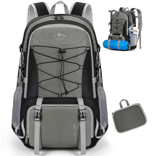 RAINSMORE Plecak męski, plecak turystyczny, 40 l, damski, szary