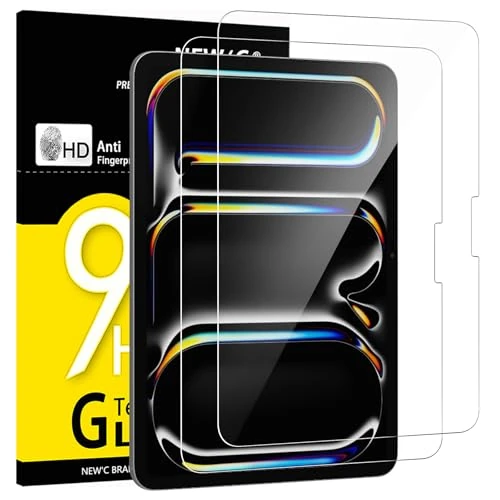 NEW'C 2 Pack Designed for iPad Pro 11 inch M4 (2024), Modèle A2836 A2837 A3006 Screen Protector Tempered Glass, Bubble Free, Ultra Resistant