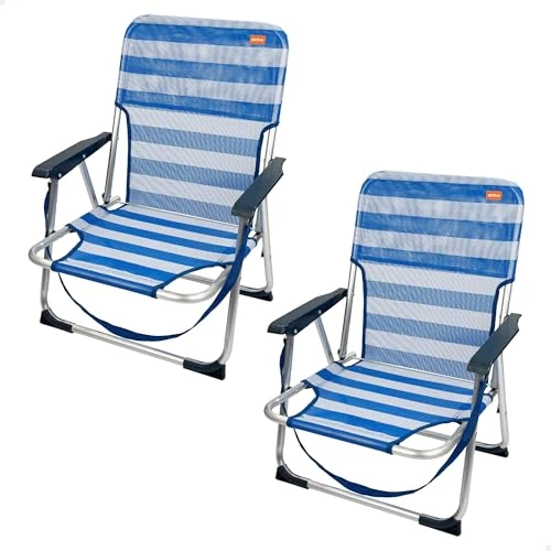 Oferta limitada: AKTIVE Pack 2 sillas Playa Plegables, Azul y Blanco, De textileno y Aluminio, Respaldo Fijo, 44x40x72 cm, con asa Hombro y topes antivuelco, Máximo 100 kg, Ligeras y Resistentes, Asiento bajo (85466) de 47.95 € a 47.95 € (ahorro 0.00%)