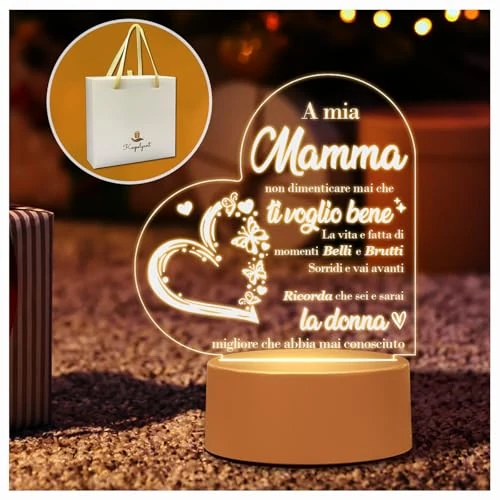 Offerta a tempo: Keepelgant Regalo Natale Mamma, Luce Notturna in Acrilico, Regalo Compleanno Mamma, Idee Regali Per Anniversaro - 0% da 6.99 € a 6.99 €