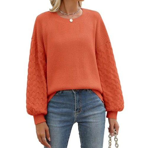 Limited offer: heekpek Women's Jumpers Ladies Loose Jumpers Long Sleeve Tops Crewneck Cable Knit Sweaters Casual Pullover from 24.14 EUR to 10.38 EUR (save 57%)