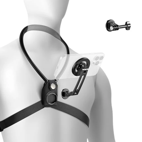 Limited-time offer: NEEWER Magnetic Neck Holder for Action Camera & Phone, Hands Free Neck Mount with Chest Strap Compatible with GoPro DJI Insta360 iPhone, Phone Holder for POV Vlog Video Recording, GP26 from 41.49 £ to 39.99 £ (save 4%)