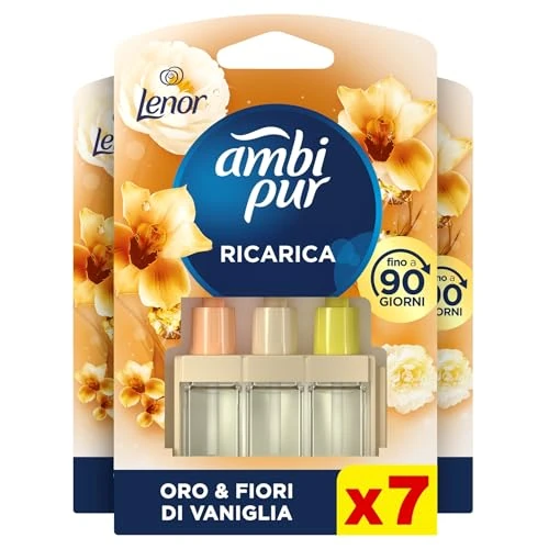Offerta a tempo: Ambi Pur 3Volution Ricarica Profumatore Elettrico, 7 Pezzi, Lenor Oro - 26% da 36.08 € a 26.53 €