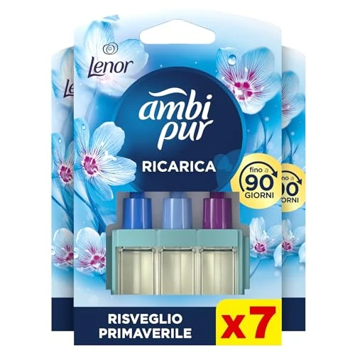 Offerta a tempo: Ambi Pur 3Volution Profumatore per Ambienti, 7 Ricariche per Diffurore Elettrico, Fragranza Risveglio Primaverile, tecnologia Elimina Odori, Fino a 90 Giorni di Profumo per Ricarica - 31% da 36.08 € a 24.99 €