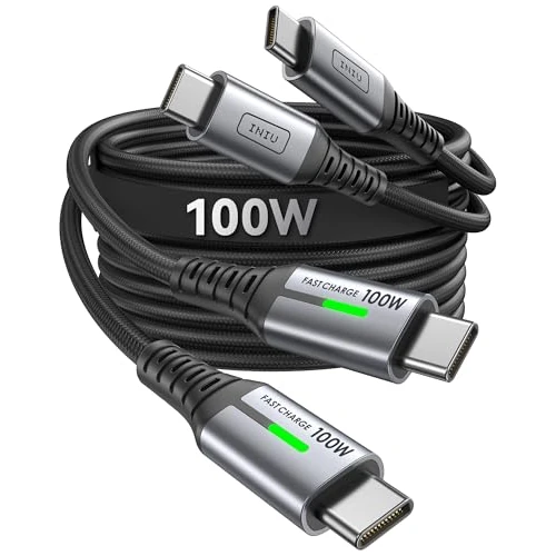 Limited-time offer: INIU USB C to USB C Charger Cable, [2-Pack 1m] QC 4.0 PD 5A 100W Fast Charging, Braided Phone Charger Type C Cable for iPhone 17 16 Pro Max, Samsung S25 S24 Ultra, iPad Air, MacBook Pro, Switch 2 from 12.99 GBP to 12.99 GBP (save 0%)