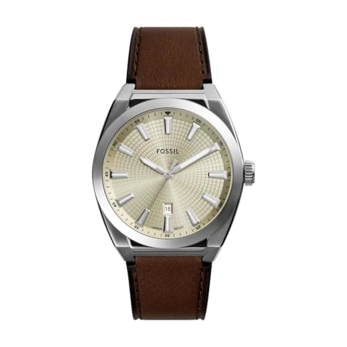 Limited-time offer: Fossil Everett Watch for Men, Quartz Three Hand Date Movement with Stainless Steel or Leather Strap from 149.00 £ to 52.60 £ (save 65%)
