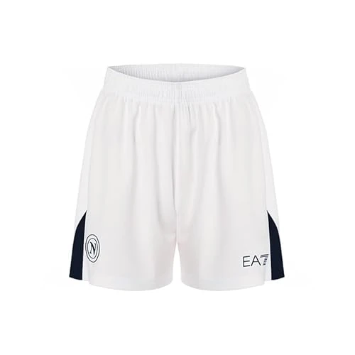 SSC Napoli - Gara Home Ea7 Shorts, Unisex Football Shorts – Adult White/Light Blue