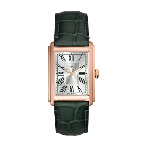 FOSSIL Orologio Carraway da uomo, Movimento al quarzo a tre lancette con cinturino in pelle o acciaio inossidabile, Nero Jet, 30 mm