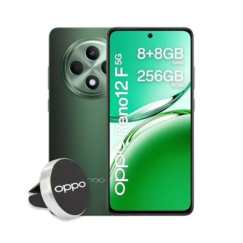 OPPO Reno12F 5G AI Smartfon, potrójny aparat 50 + 8+2 MP, selfie 32 MP, wyświetlacz 6,67" 120 Hz AMOLED FHD+, 5000 mAh, pamięć RAM 16 GB (8+8) + ROM 256 GB, obsługa samochodu [wersja włoska], czarny
