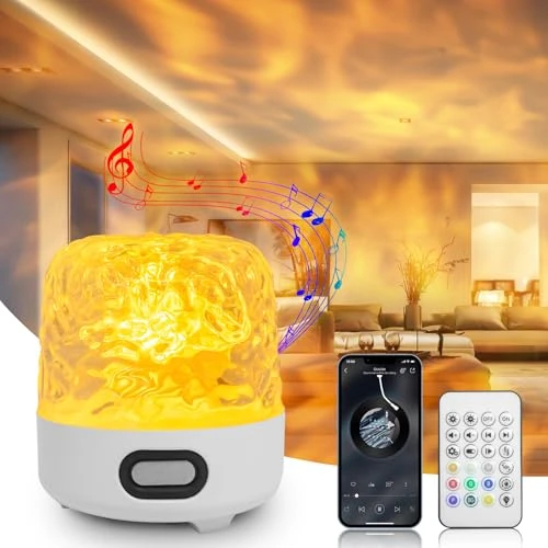 Ciskotu Luxocean Wave Veilleuse Lampe de Table Projecteur Ciel Étoilé 16 Couleurs Haut-Parleur Bluetooth HiFi Projecteur Nordique Lumières avec Télécommande, Rechargeable pour Chambre/Fête, Extérieur