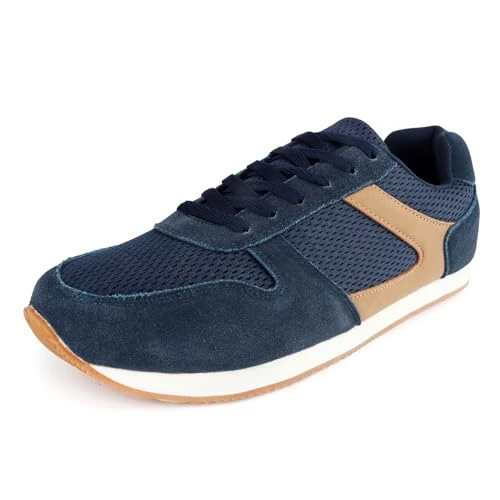 Knixmax Sneaker Herren Extra Weit Sportschuhe Breite Füße Laufschuhe Leicht Atmungsaktiv Turnschuhe Fitnesschuhe für Gym Sport Freizeit Marineblau 46EU