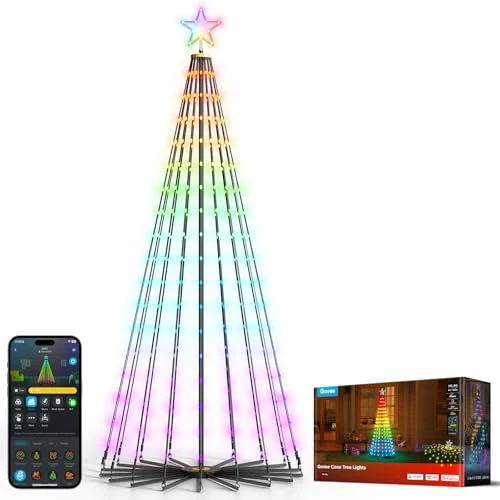 Govee Christmas Cone Tree Lights, 316 diod LED RGBIC, oświetlenie choinki ze sterowaniem za pomocą aplikacji, wodoszczelność IP65, łańcuch świetlny do użytku na zewnątrz, 66+ trybów scenerii,