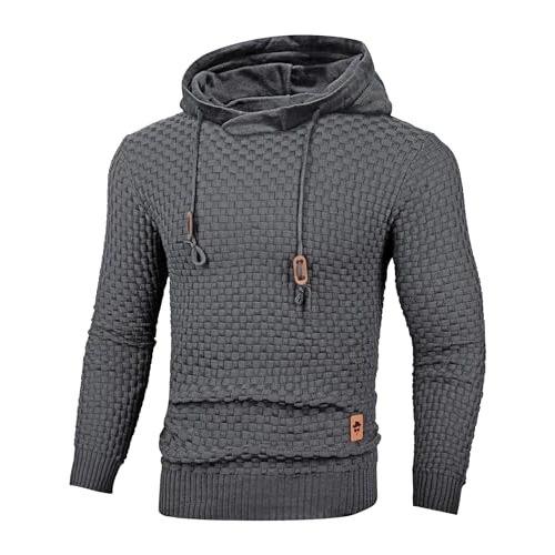 TARAINYA Pullover Capuchon Heren Lange Mouw Casual Sweatshirt Koord Pullover Hoody Donkergrijs 3XL