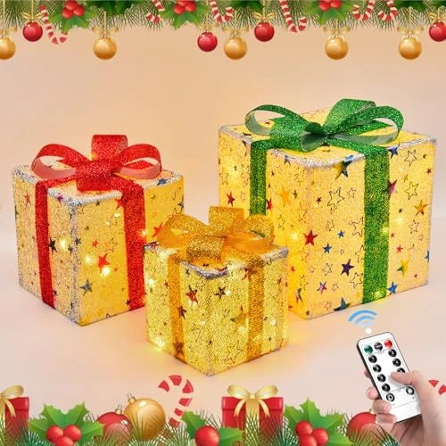 JONRRYIN Pudełko Prezentowe na Boże Narodzenie (3PCS)