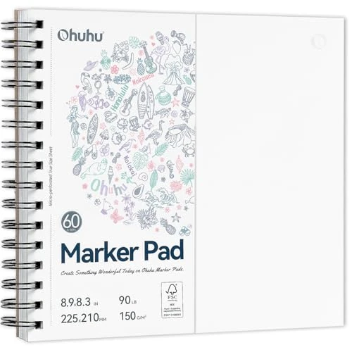 Beperkte aanbieding: Ohuhu Sketchbook - Vierkant Formaat 21x21 cm, Dubbelzijdig 150GSM Anti-Lek Papier - 120 Pagina's (60 Vellen) - Spiraalgebonden Kunstjournal voor Alcoholmarkers, Inkt & Aquarel van 15.99 EUR naar 15.99 EUR (besparing 0%)