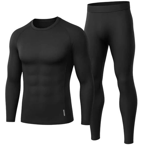 Oferta ograniczona: BENNIES Bielizna termiczna męska, zimowa, funkcyjna, narciarska, zestaw ciepłej, miękkiej, oddychającej bielizny termicznej, czarne z 86.63 EUR na 86.63 EUR (znizka 0%)