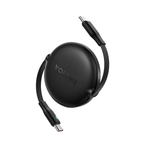 VOLTME Cavo USB C 60W PD 3A TPE, PowerLink YOYO Mini cavo retrattile 1M/3.3ft Tipo-C a ricarica rapida Nero, Cavo USB-C versatile 4 lunghezze, per iphone15, iPad Pro/Air, Galaxy S23, Pixel