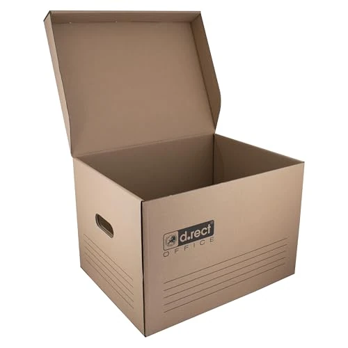 Offerta a tempo: D.RECT 12 Pezzi Scatole Cartone Per Archivio 431 x 333 x 294 mm, Marrone | Coperchio incernierato, scatola di immagazzinaggio, scatola di archiviazione, scatola - 0.00% da 51.43 € a 51.43 €