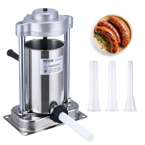 Offre limitée : VEVOR Poussoir à Saucisses Manuel 2 L, Machine à Saucisses Verticale avec Pince de Type G, Ensacheuse Saucisse en Acier Inoxydable 304 Alimentaire, 3 Tubes de Remplissage, pour Cuisine Restaurant de 109.90 € à 72.10 € (34% de remise)