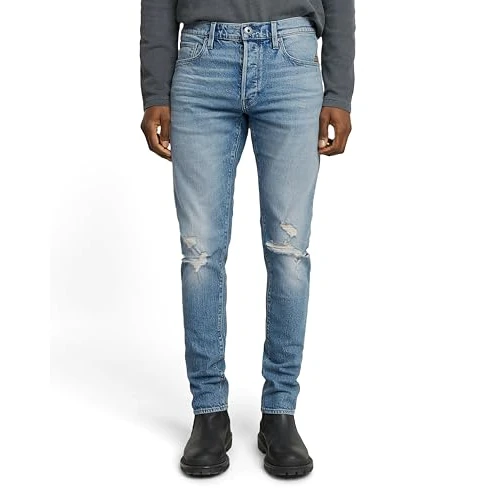 G-STAR 3301 Slim Jeans Vaqueros, Azul (Vintage Blue Vapour Destroyed 51001-d936-h103), 28W / 32L Hombre