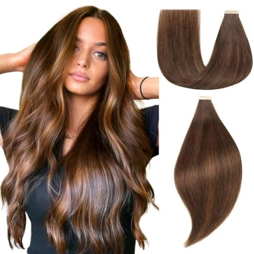 Offerta a tempo: Einbeauty Extension Capelli Veri Biadesivo 20pcs Extension Biadesive 45cm 40g Marrone scuro con castano Extension Biadesive Capelli Veri Invisibile Extension Capelli Veri(18inch,2/2/6#) - 30% da 59.99 € a 41.99 €