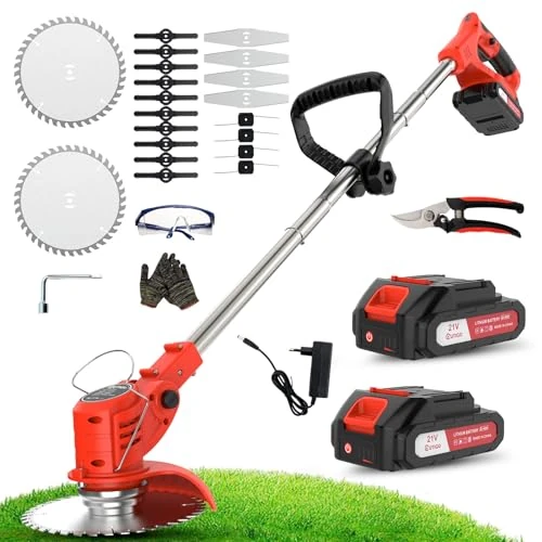 Offerta a tempo: OUTIGO Decespugliatore a Batteria, Tagliaerba Elettrico a Batteria da 800 W, Taglia Erba da Giardino Elettrico con 4 Tipi di Lame,tosaerba telescopico, manico regolabile da 71 a 106 cm - 10% da 59.99 € a 54.14 €