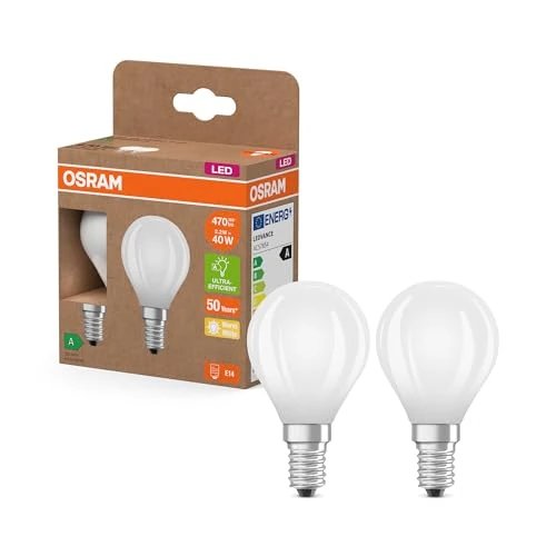 Begrenztes Angebot: Osram LED Superstar Classic LED-Lampe P 40 in klassischer Miniballform aus gefrostetem Glas, 2.2 W, 470 lm, E14 Fassung, warmweißes Licht mit 2700 K, EEK A, 45 mm Durchmesser, 2er-Pack von 11.84 EUR auf 11.48 EUR (Rabatt 3%)