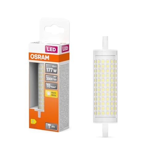 Offerta a tempo: OSRAM Lampada LED LED Line con filamento, corpo lampada in plastica trasparente, 20 W, attacco retrofit R7s, EEK D, 3000 lm, luce bianca calda 3000 K per illuminazione generale. - 20% da 19.99 € a 15.99 €