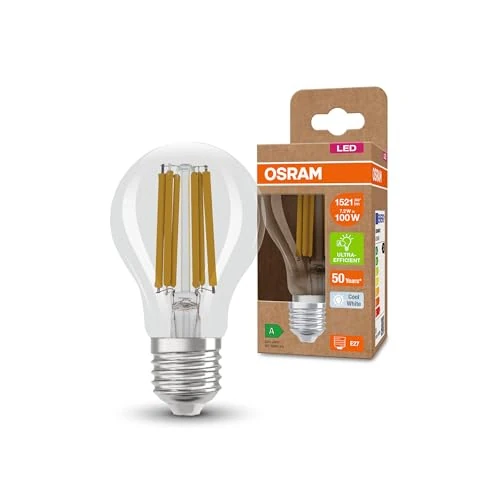 Offerta a tempo: OSRAM Lampada LED SUPERSTAR+ CLASSIC A FIL 100, E27, forma classica, 7,2 W, 1512 lm, 4000 K, luce bianca fredda, lunga durata, fino al 60% di risparmio energetico rispetto alle lampade LED standard - 44% da 12.99 € a 7.28 €