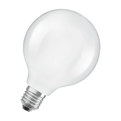 OSRAM Classic Globe Shape, with Decorative LED Filament in Frosted Design, A, E27, 5W, 1055lm, 4000K, Cool White, no Heating, 100% Light Immediately.