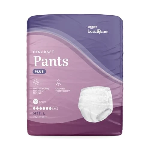 Amazon Basic Care Lady Pants Plus Large - 40 Count (4 Packs of 10), White