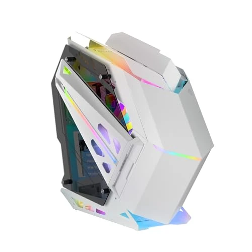 MARSGAMING MC-TITAN, Case Gaming RGB XXL ATX, Doppia Striscia LED e Illuminazione Frontale ARGB, Hub di Illuminazione + Comando, Compatibile Schede Madri ARGB, Supporto Raffreddamento Liquido, Bianco