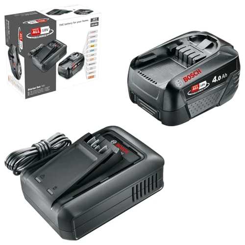 Bosch Kit básico de batería y cargador rápido Starter Set 18V (1 batería de litio de 4,0Ah; 1 cargador rápido; 18V POWER FOR ALL ALLIANCE)
