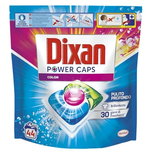 Offerta a tempo: Dixan Power Caps Color, Detersivo Lavatrice in Capsule, Confezione da 44 PZ - 36% da 15.59 € a 9.95 €