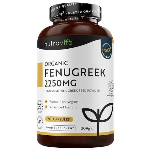 Offerta a tempo: Fieno Greco Biologico 2250mg, 240 Fieno Greco Capsule Vegan - Fino a 2500 mg per dose con 3 capsule, Fino a 8 Mesi di Fornitura 1-3 Capsule al Giorno - Integratore Fienogreco Polvere - Nutravita - 27% da 21.99 € a 15.99 €