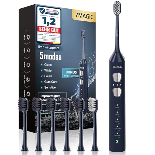 Offerta a tempo: Spazzolino Elettrico, Spazzolini Elettrici, Spazzolino Sonico - 3 Intensità, 5 Modalità, 40000VPM, IPX7, Spazzolino Denti Elettrico Autonomia 180 Giorni e Timer, Blu - 27% da 39.99 € a 29.14 €