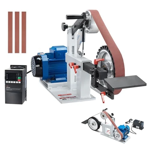 Offre limitée : VEVOR Ponceuse à bande, 1828,8x50,8 mm, polisseuse à bande vitesse variable VFD, machine de polissage 1500 W, 3 moules de meulage, 3 bandes abrasives pour travail de métaux, fabrication de couteaux de 787.90 € à 624.91 € (21% de remise)