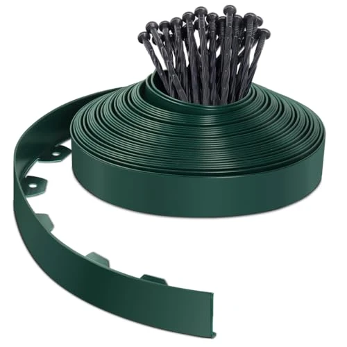 Offre limitée : VOUNOT® Bordure de Jardin en Plastique 20 mètres avec 40 Piquets d'ancrage Bordurette de Pelouse Flexible Bordure de Gazon avec piquets Solides Idée de Jardin Hauteur 50mm Vert de 39.99 EUR à 39.99 EUR (remise 0%)