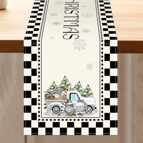 Tijdelijke aanbieding: Aitsit Tafelloper Kerstmis 40 x 180 cm afwasbaar winter keuken tafeldecoratie tafelkleed, familie diner vakantie party decoratie (gezichtsloze pop A) van 5.99 EUR naar 5.99 EUR (korting 0%)