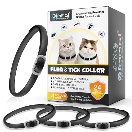 4 Pezzi Collare Antiparassitario per Gatti, Collare antipulci con zecche per gatti, Impermeabile Collare Antipulci e Zecche per Gatti, protezione efficace 24 mesi (B)