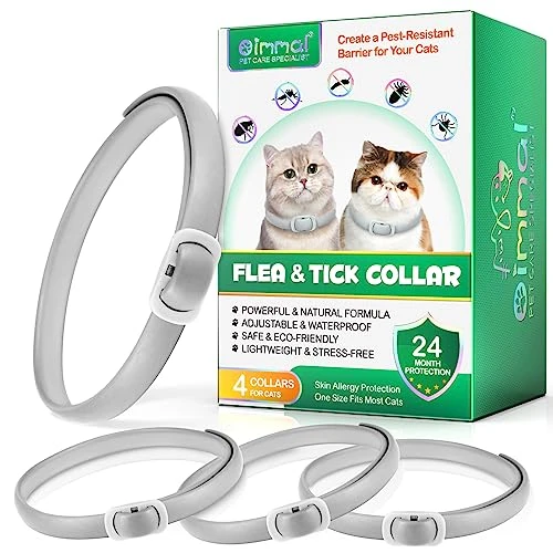 Offerta a tempo: 4 Pezzi Collare Antiparassitario per Gatti, Collare antipulci con zecche per gatti, Impermeabile Collare Antipulci e Zecche per Gatti, protezione efficace 24 mesi (A) - 32% da 16.99 € a 11.50 €