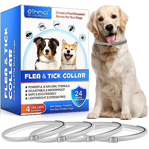 Offerta a tempo: 4 Pezzi Collare Antiparassitario per Cani, Collare antipulci con zecche per Cani, Impermeabile Antipulci e Zecche, 4 * 6 Mesi di Efficacia Protezione - 35% da 16.99 € a 11.04 €