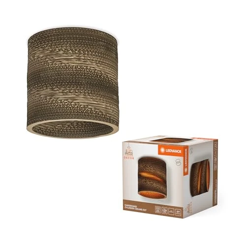 Limitiertes Angebot: LEDVANCE Tischleuchte Decor Cardboard Cylinder braun aus Wellpappe, E27, 250 mm Durchmesser, Leuchtenschirm aus recyceltem Material, nachhaltig durch austauschbare Lichtquelle, einfache Montage von 54.95 EUR auf 14.00 EUR (Spare 75%)
