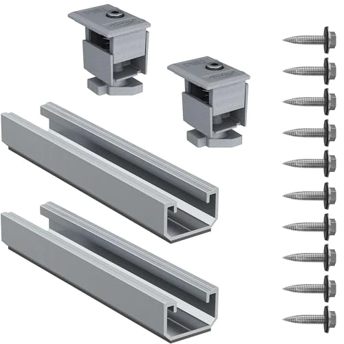 Oferta limitada: Fischer Kit de chapa corrugada 2 perfiles solares de metal + 10 tornillos + 2 abrazaderas PMU para fijación de paneles solares fotovoltaicos con orientación horizontal, 571965 de 20.18 € a 20.18 € (ahorro 0.00%)