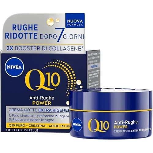 Offre limitée : NIVEA Q10 Crème visage anti-rides pour la nuit, extra régénérante 50 ml, crème visage anti-rides, crème pour le visage, acide hyaluronique, coenzyme Q10 et créatine pour un double booster de collagène de 12.04 EUR à 12.04 EUR (remise 0%)