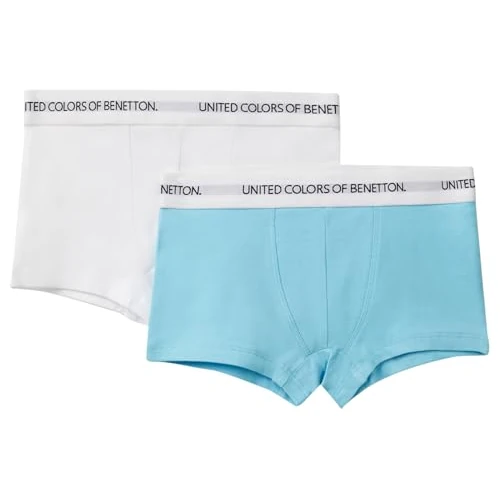 United Colors of Benetton Set 2 Boxers 3op80x230 Boxer Cortos Niños y Niños, Turquesa, 104 cm