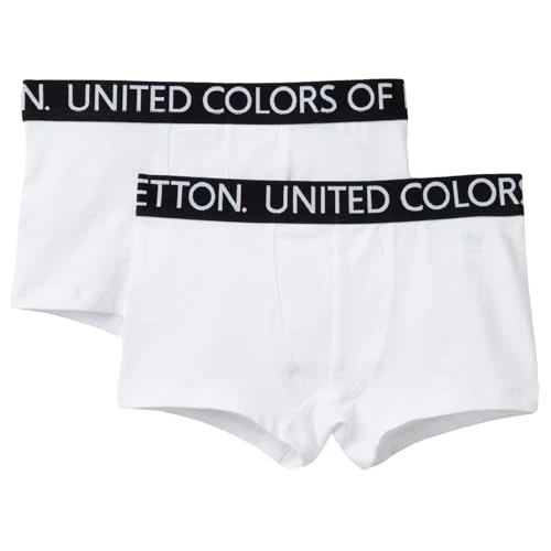 United Colors of Benetton Set of 2 Boxer Shorts 3op80 x 230 cm for Children and Boys (Pack of 2), White, XXS - 3/4 anno