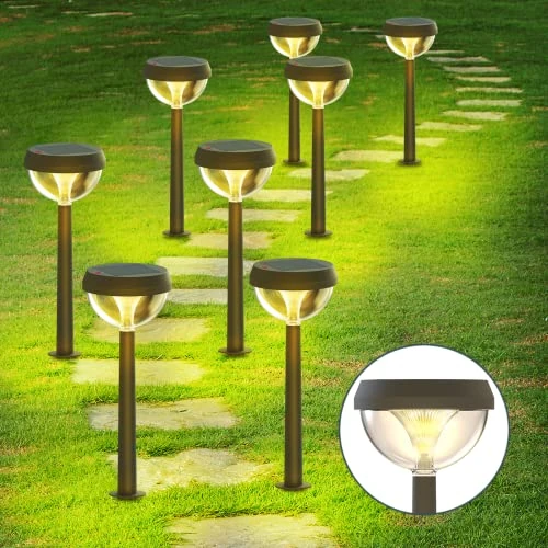 Limited offer: Linkind Solar Garden Lights, 3000 K, Warm White, 8 Pack, Outdoor, Garden, Pathway, Solar Powered, LED, IP54 Waterproof, 200 Lumen, Floor Mount, Removable from 76.99 EUR to 65.26 EUR (save 15%)