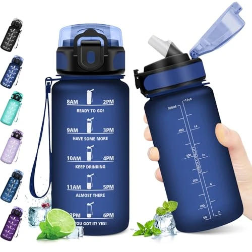 Offerta a tempo: KollyKolla Borraccia Bambini 500ml, Bottiglia d'acqua Sportiva con Indicatore del Tempo Motivazionale, Borraccia con Cannuccia, 1 Clic Aperto, Borraccia Acqua per Bambini, Scuola, Bici, Palestra - 41% da 14.99 € a 8.90 €